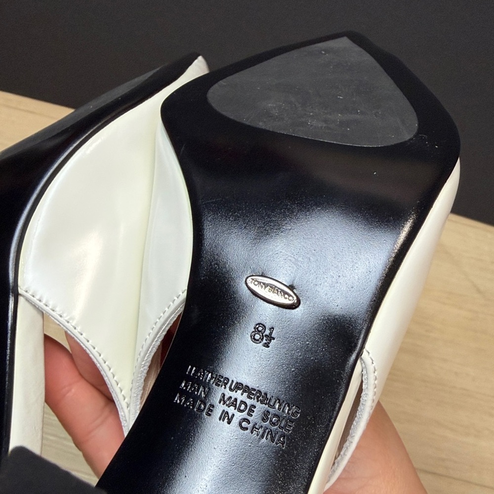 Tony Bianco Baz Pump in White Hi Shine leather heels, SIZE 8 1/2 US - Picture 7 of 7